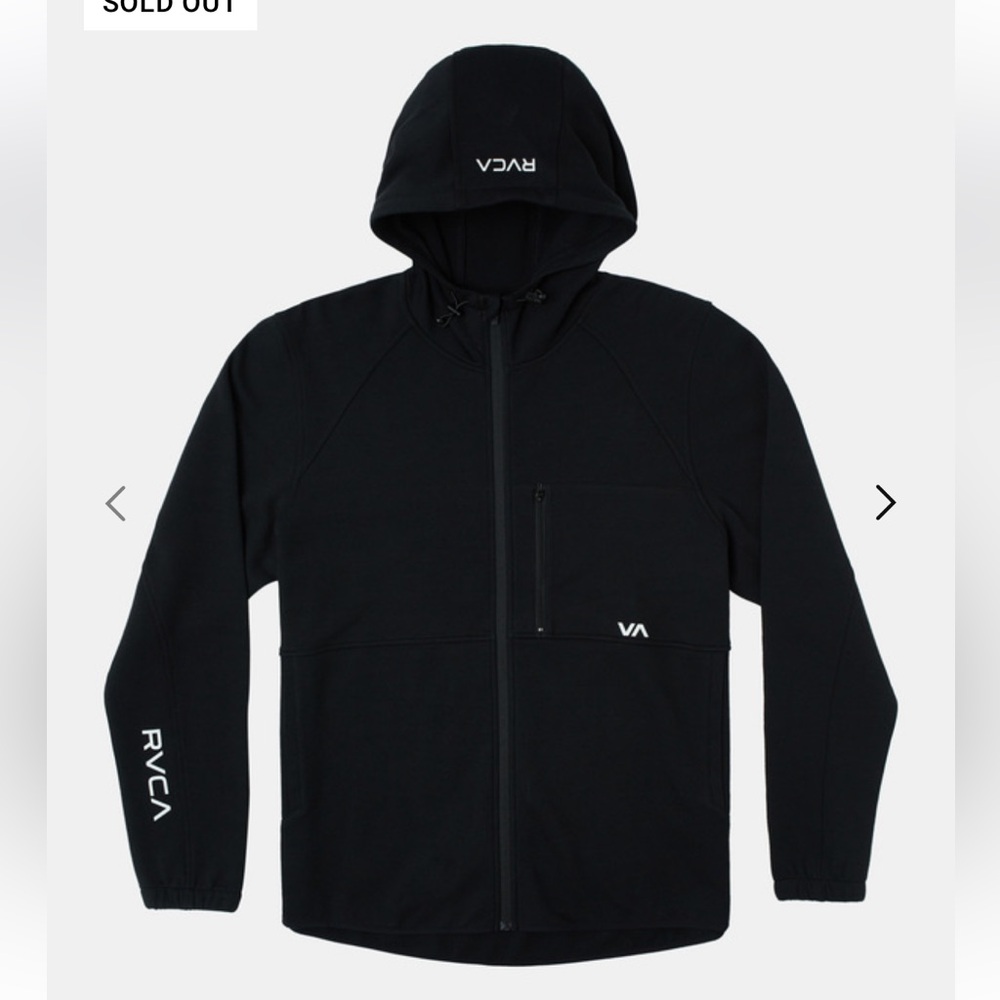 NWT RVCA Sport Tech II Black Zip-Up soft Hoodie size S - Picture 2 of 9